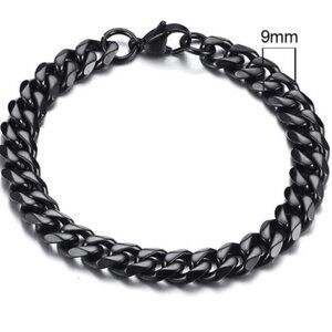 π Long Cuban Curb Chain Stainless Steel Bracelet 9 mm Wide 23 cm 9 inch